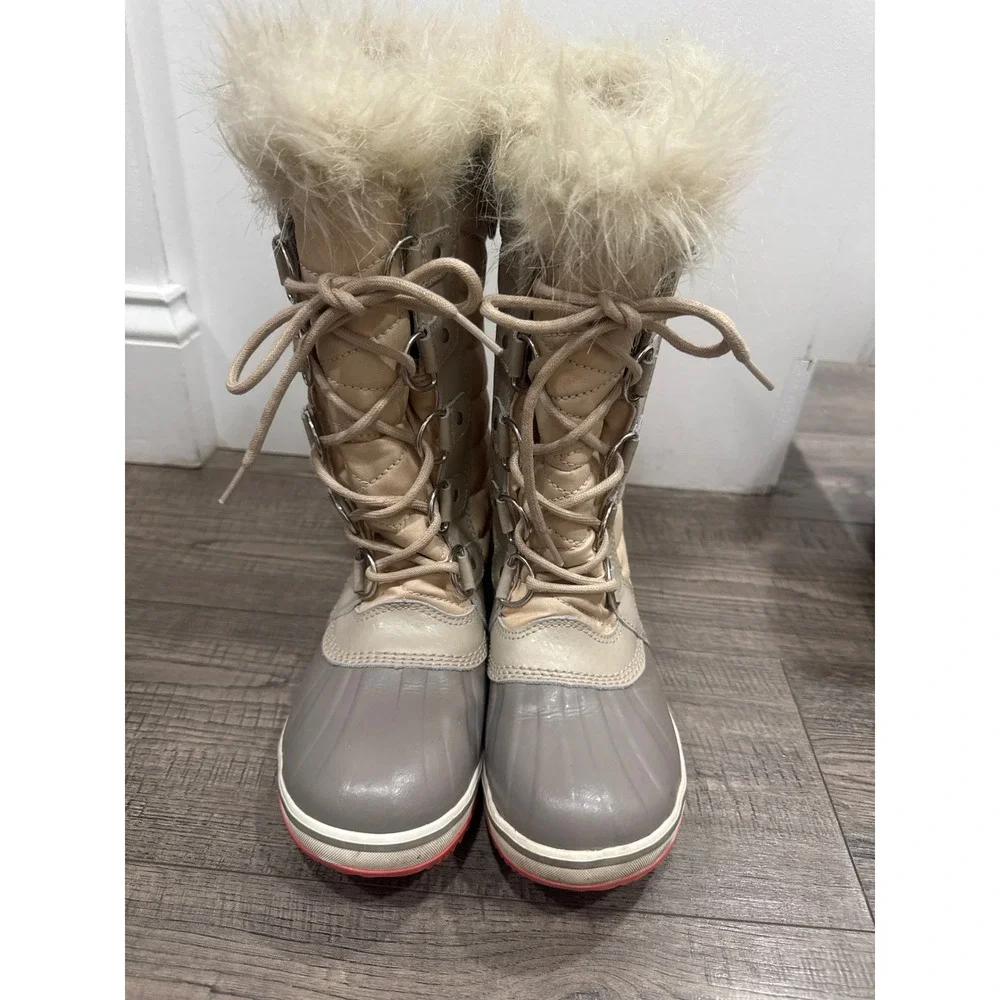 Sorel Tofino II Tan Grey Faux Fur Waterproof Winter Boots NL2332-920 Womens 6
